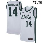 Youth Michigan State Spartans NCAA #14 Brock Washington White Authentic Nike 2019-20 Retro Stitched College Basketball Jersey JB32M00VT